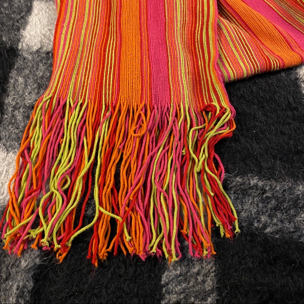 Y2k Multiple Color Fringe Acrylic Long Scarf - image 3